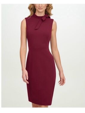 ❤️🤎 NWT! Maroon CALVIN KLEIN Sleeveless Tie Neck Dress - Size 12